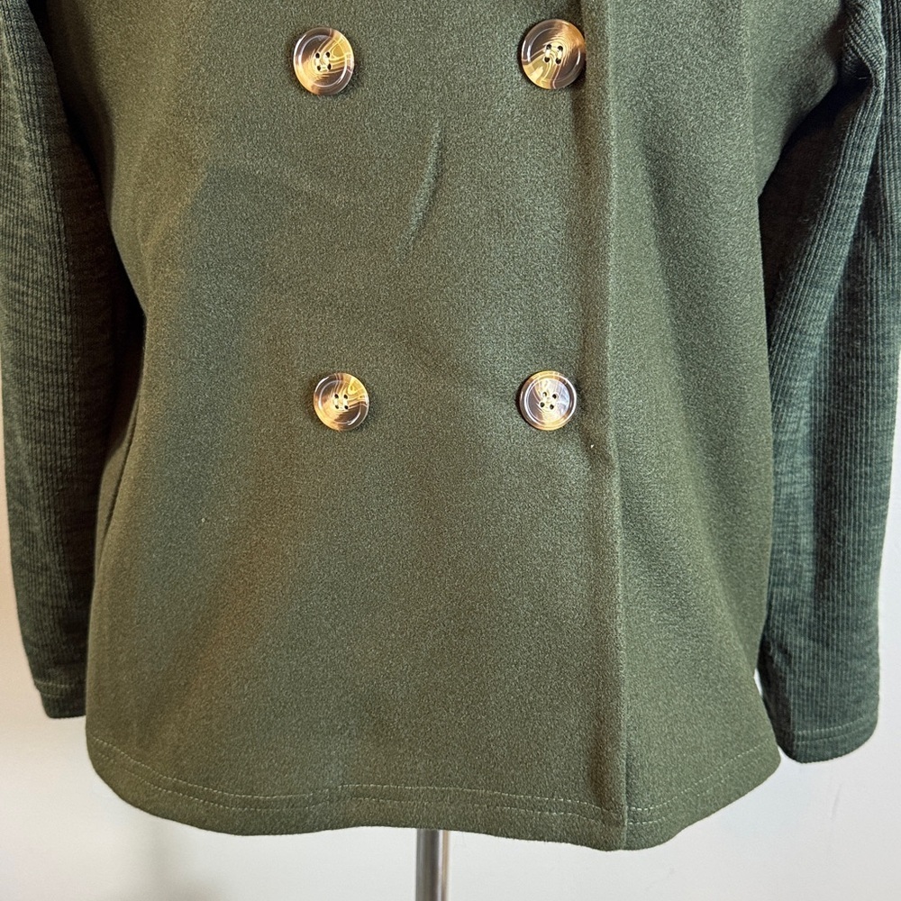 Dark Olive Green Double-Breasted Women's Blazer Sz XL NWOT - Picture 3 of 10